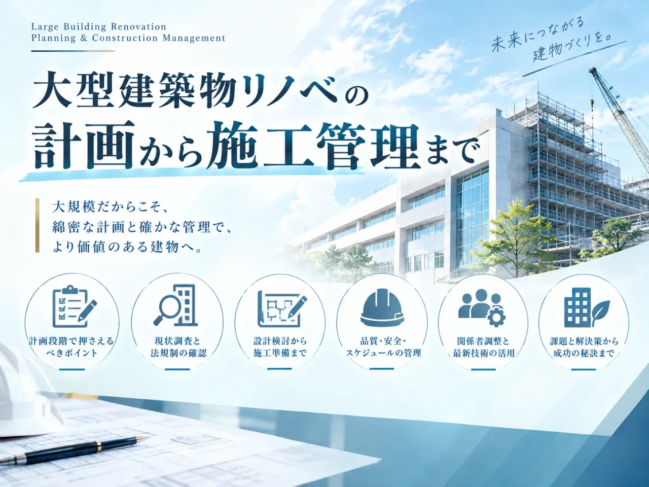 大型建築物リノベの計画から施工管理まで